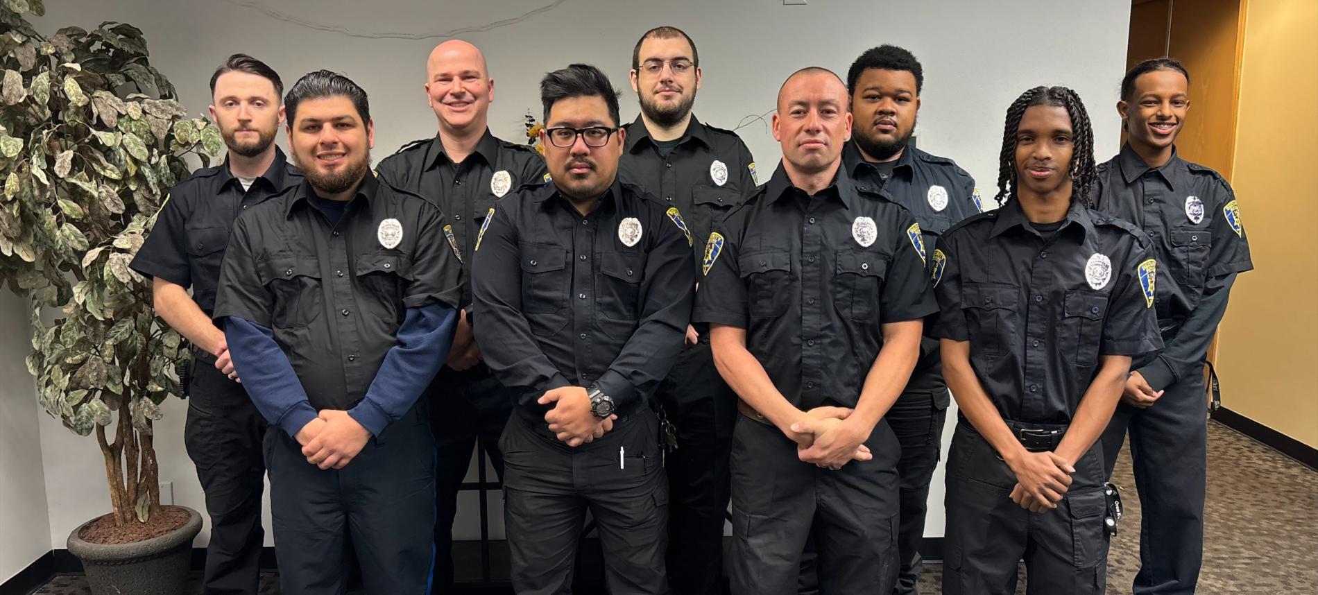 group of nine security officers